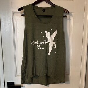 Tinker Bell Drinker Bell Olive Green Sleeveless Top Disney Funny